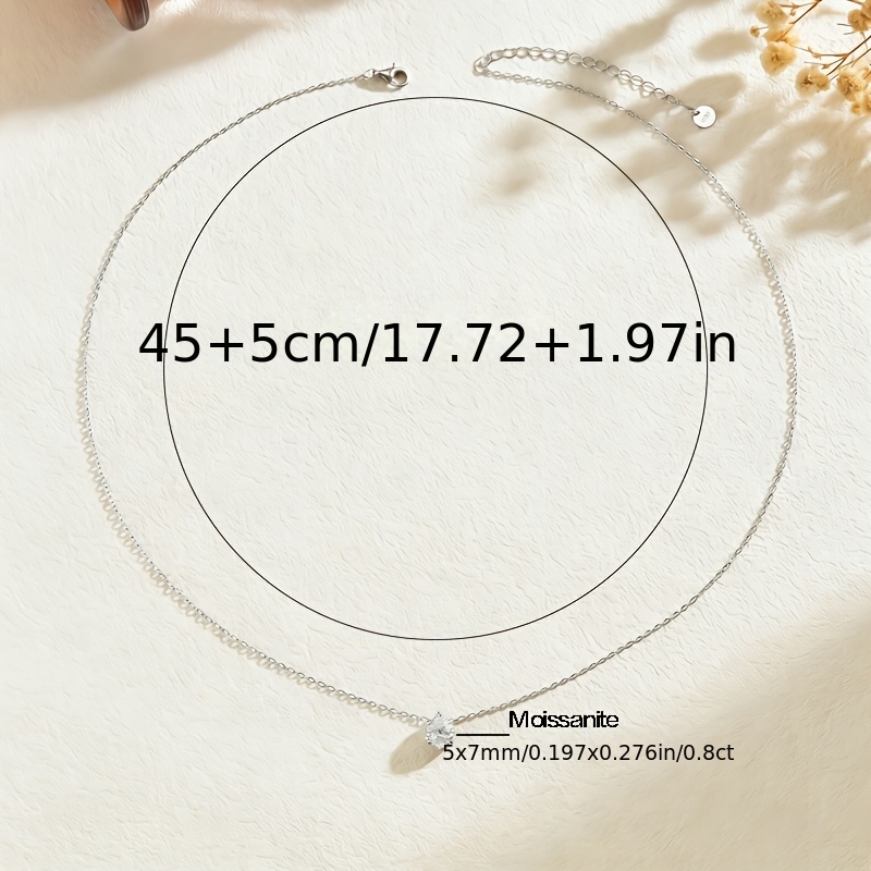 Women's 925 Silver Moissanite Necklace, Everyday Style